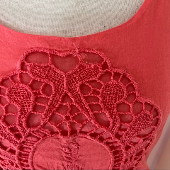 Old Navy Coral Embroidered Dress, 100% Cotton Fit & Flare - Picture 9 of 9